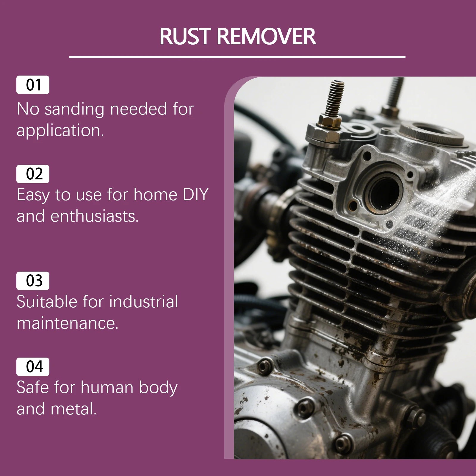 Car Rust Remover Spray Safe for Auto Paint Metal Surface Treatment for Chassis, Wheels, Tools Prevents Corrosion Degreaser 100Ml