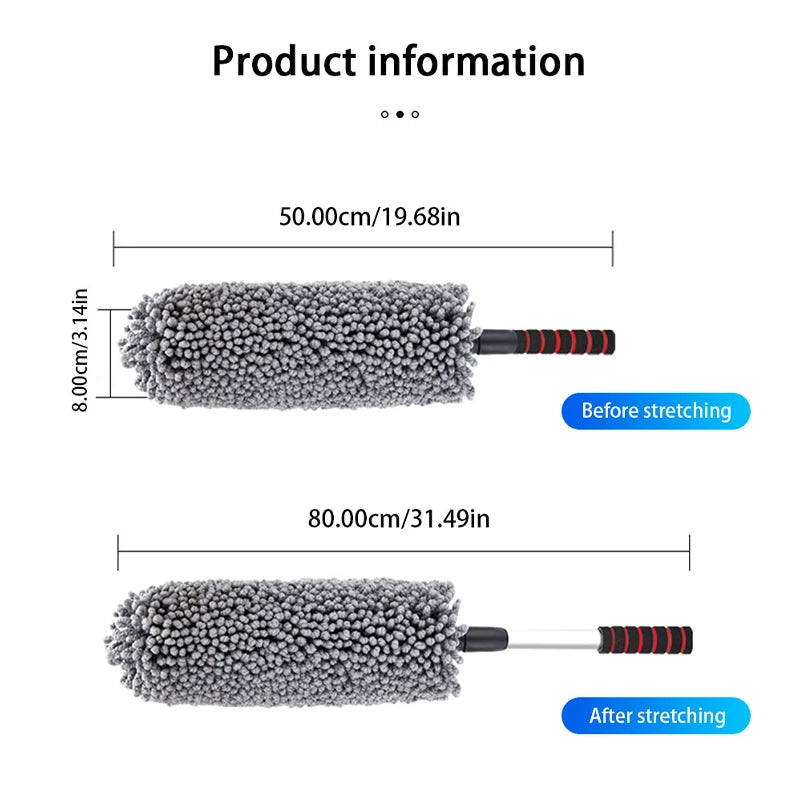 SEAMETAL Car Body Duster Retractable Wax Dust Wash Mop Retractable Car Tyre Wheel Brush Wet and Dry Dual Use Handle Dust Remover