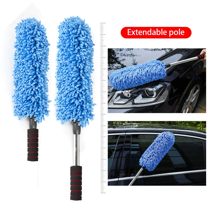 SEAMETAL Car Body Duster Retractable Wax Dust Wash Mop Retractable Car Tyre Wheel Brush Wet and Dry Dual Use Handle Dust Remover