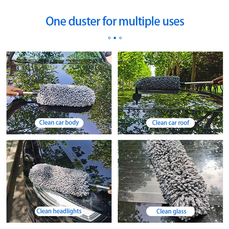SEAMETAL Car Body Duster Retractable Wax Dust Wash Mop Retractable Car Tyre Wheel Brush Wet and Dry Dual Use Handle Dust Remover