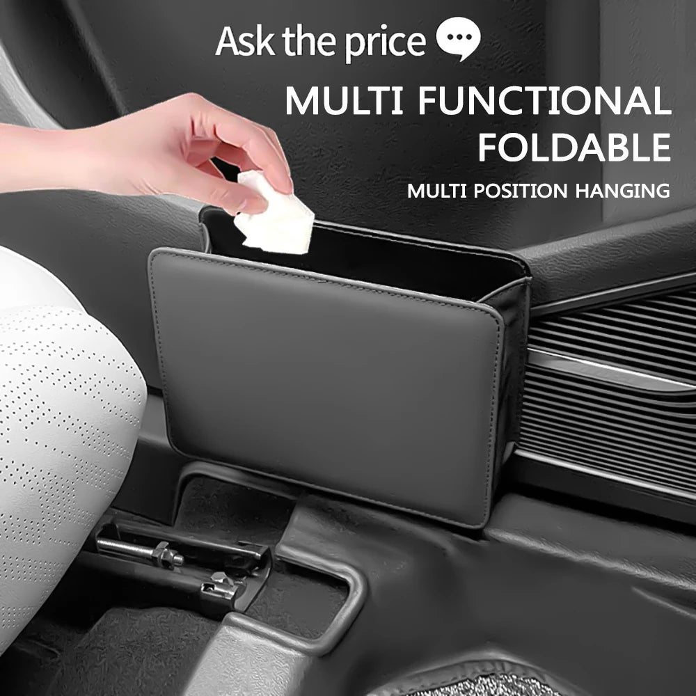 Car Trash Can Car Door Storage Box Foldable Seat Back Hanging Storage Bag Storage Box Car Accessories Interior Products